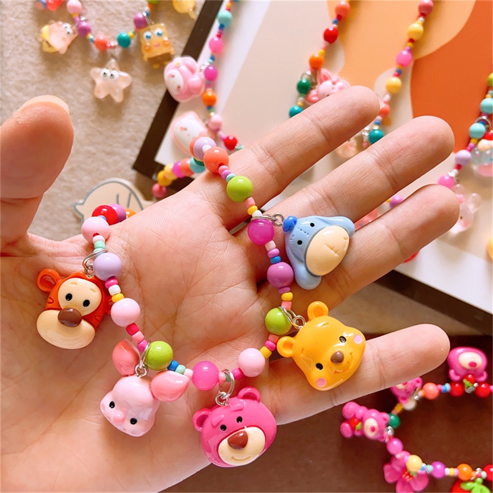 Sanrio Kuromi Dâu Gấu Vòng Cổ Trẻ Em Dễ Thương Nhựa Nhiều Màu Sắc Hoạt Hình Vòng Cổ Bé Gái Vòng Cổ Tặng-top3C01