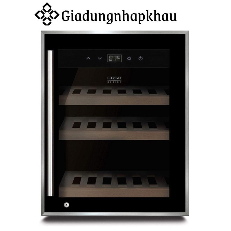 Tủ Rượu Vang CASO WINESAFE, 12 Chai, Kệ Gỗ, Khóa Trẻ Em, Màn Hình Led, Nhập Đức, BH 12 Tháng, giadungnhapkhau19