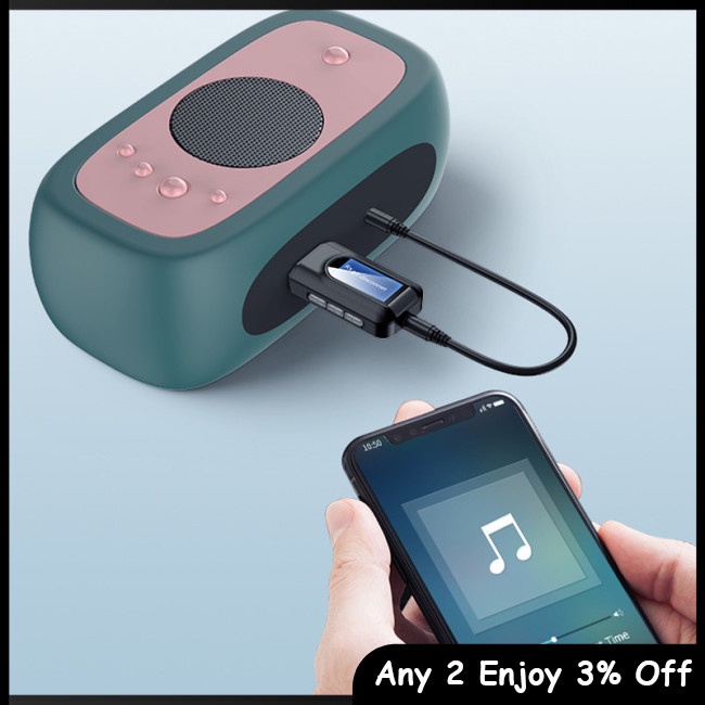 Zevaret usb Nhận Tín Hiệu bluetooth 5.0 Màn Hình lcd 3.5mm aux jack 2 Trong 1