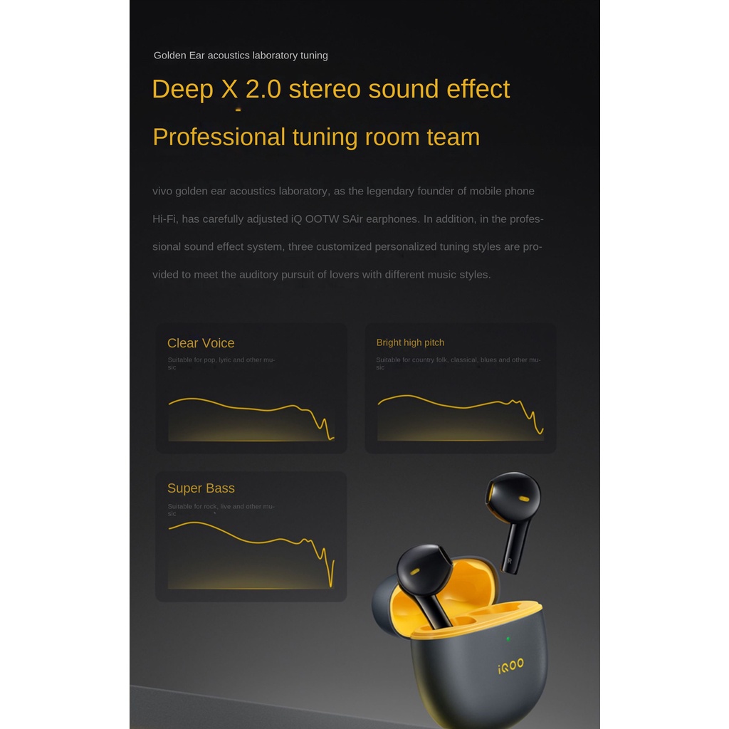 IQOO TWS Air Call noise reduction wireless Bluetooth gaming earphones