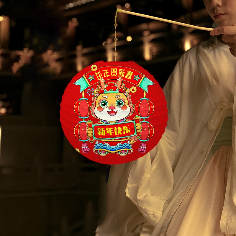 Lồng Đèn Giấy Hình Rồng Đỏ Không Thấm Nước Trang Trí Năm Mới