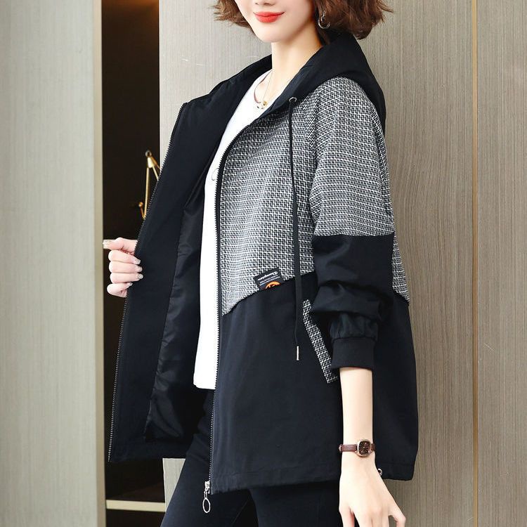 Áo Khoác Có Nón Họa Tiết Kẻ Sọc Thời Trang Xuân Thu Hàng Mới 2023 Dành Cho Bạn Nữ