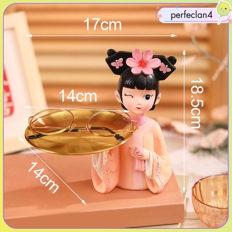 Decor Để Bàn "Cô Gái Trung Hoa Bê Khay" Đựng Bánh Kẹo Chìa Khóa Đẹp