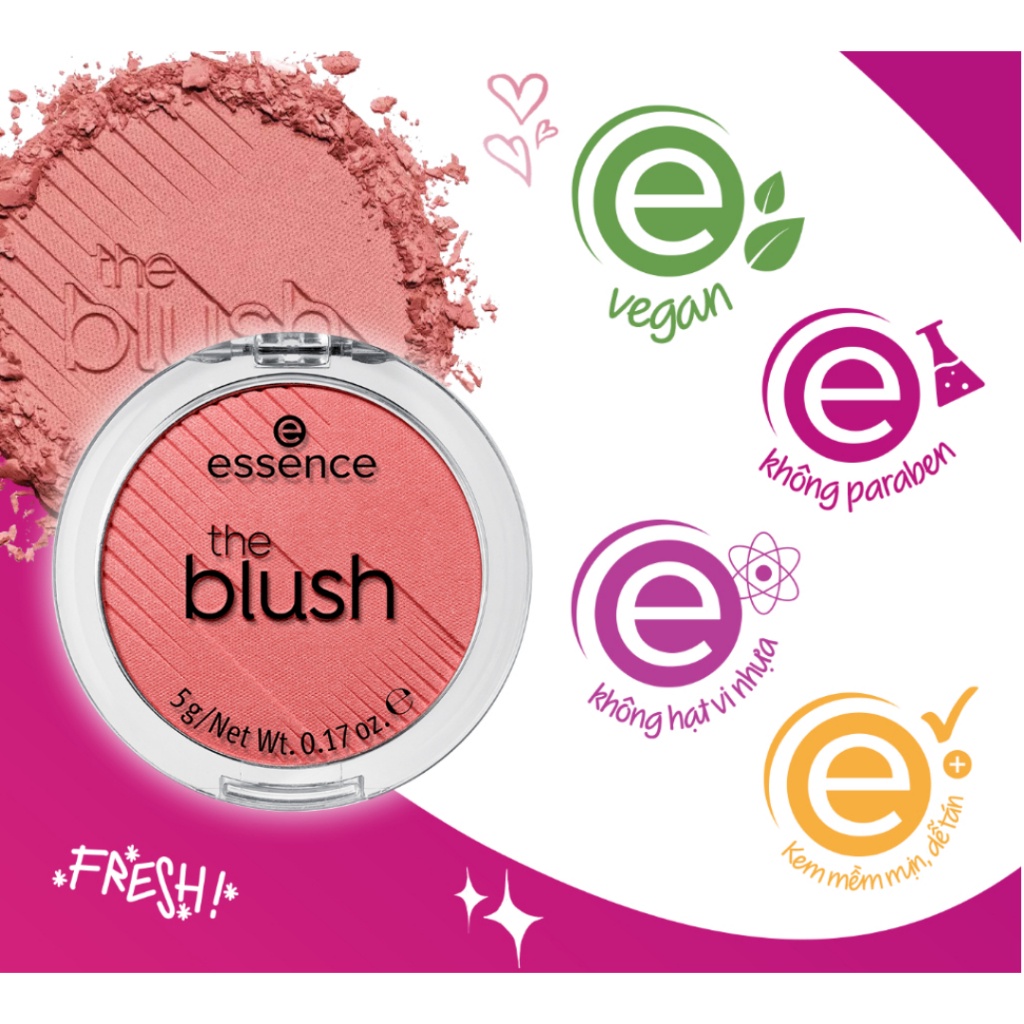 Phấn má hồng Essence The Blush hạt nhẹ mịn dễ bám lớp trang điểm tự nhiên 5g