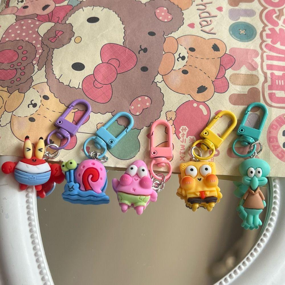 Mmluck spongebob Móc Chìa Khóa Xe Hơi Bằng resin Hình Nhân Vật Hoạt Hình patrick star Phong Cách kawaii
