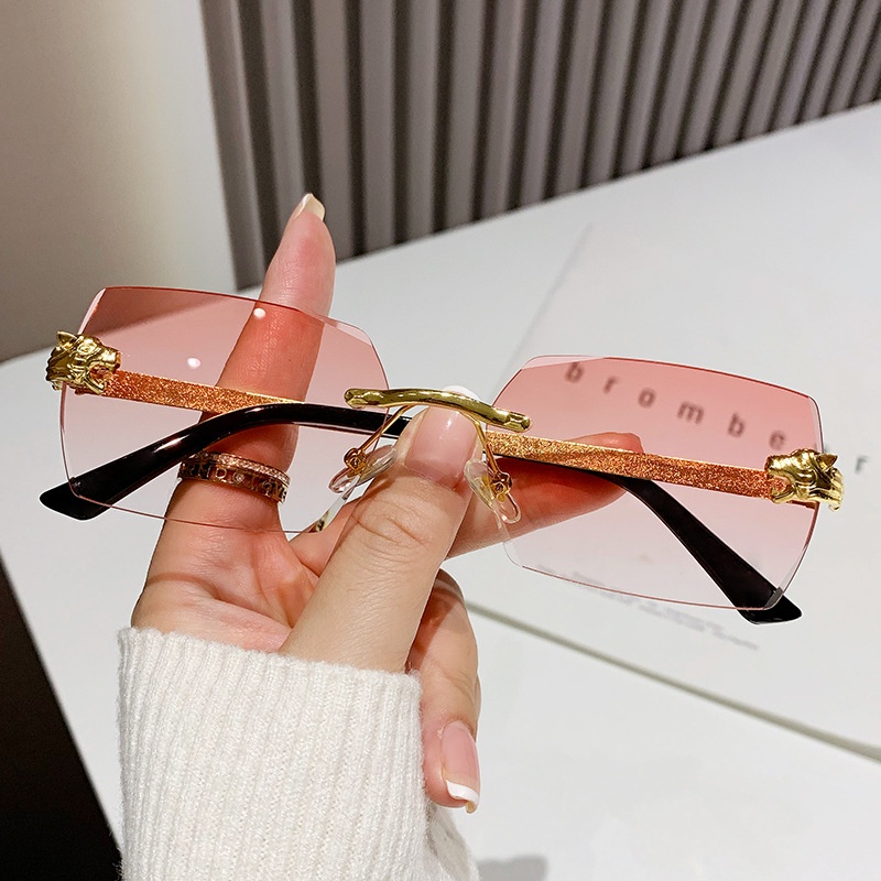 Mới Kính Mát Không Gọng Họa Tiết Da Báo Thời Trang Cho Nam Và Nữ