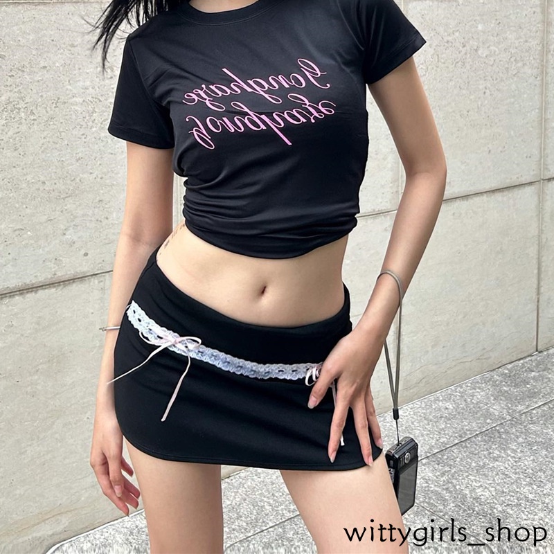 Wittygirls-đầm Ôm Dáng Thắt Nơ Phối Ren Thời Trang Mùa Hè Mới Cho Nữ