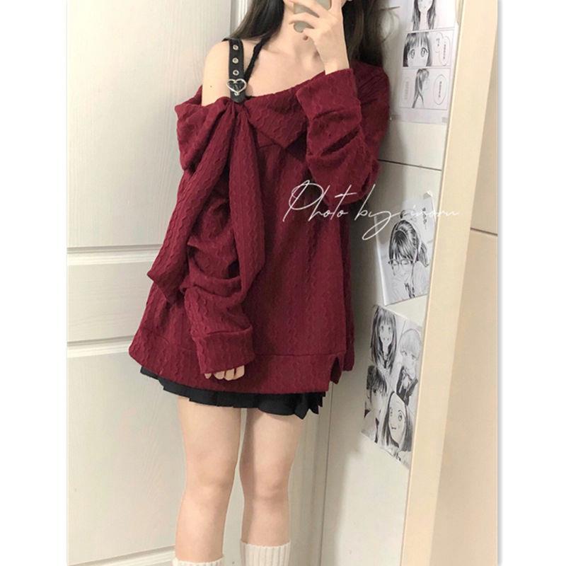 Set Áo Tay Dài + Chân Váy Ngắn Dáng Rộng Phong Cách Nhật Hàn Thời Trang Cho Nữ