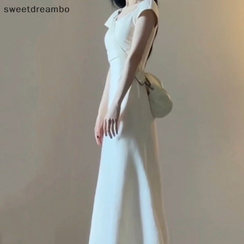 Đầm Dài Dáng Chữ a Màu Trơn Eo Cao Thời Trang Mùa Hè Ngọt Ngào