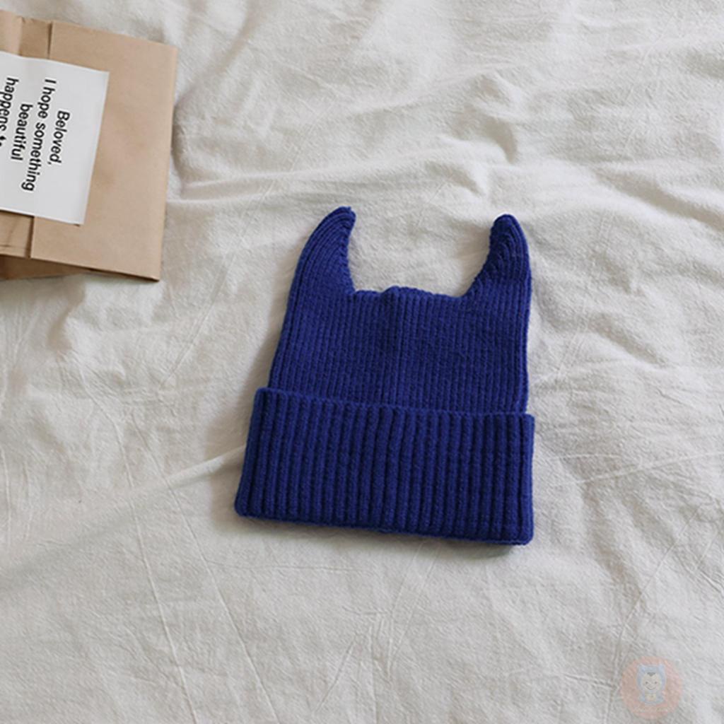 Mũ Len beanie Mềm Mại Màu Trơn Kèm Sừng Cho Bé laa6-kids