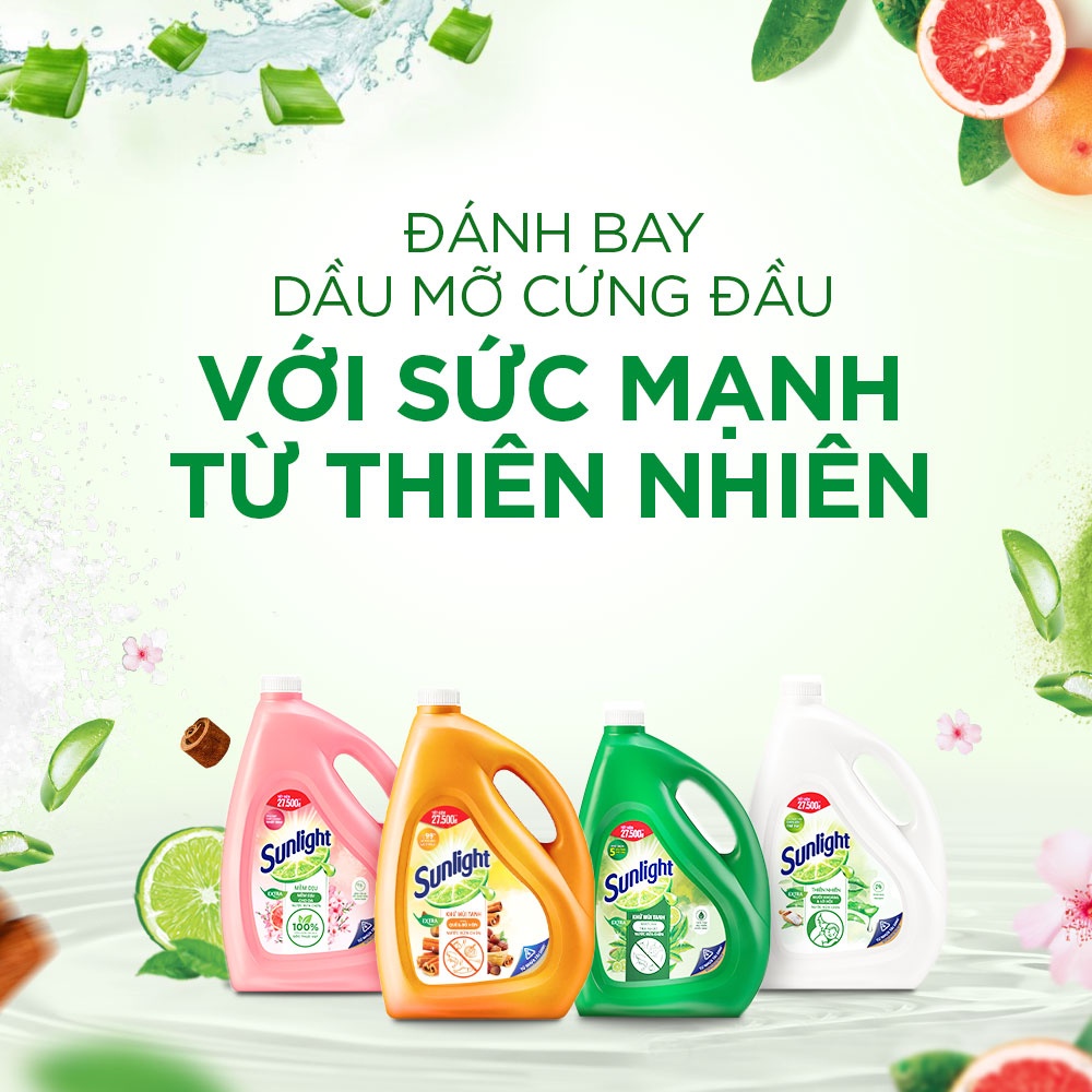Nước Rửa Chén Bát Sunlight Khử Mùi Tanh Hương Quế Và Bồ Hòn Can 3.6 Kg