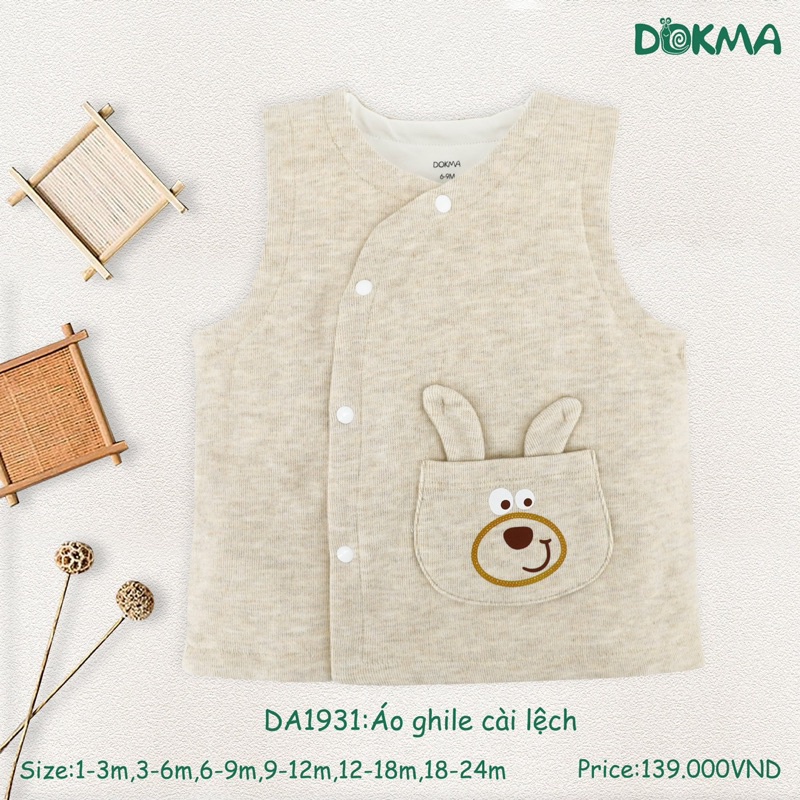 Áo gile nỉ dày DOKMA - da1931 size 3m đến 24m