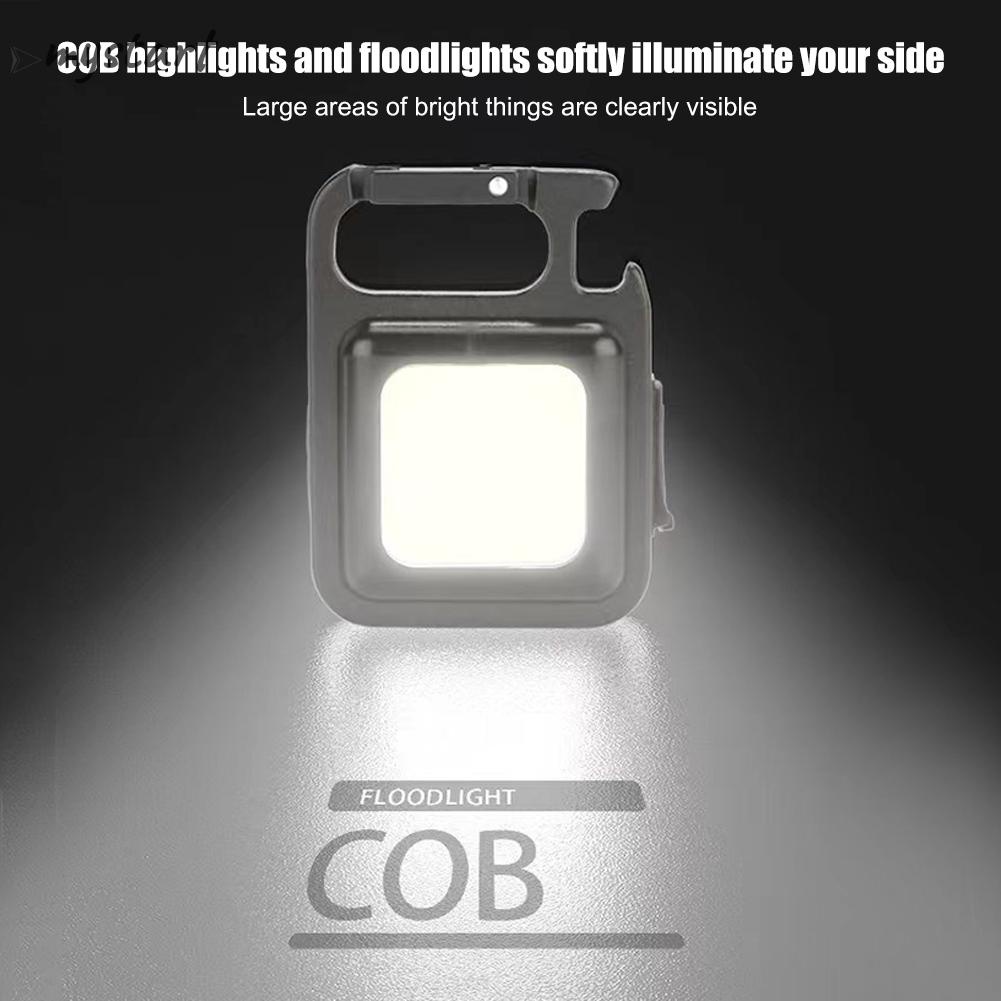 Móc Khóa Đèn Pin led cob mini 4 Chế Độ Ánh Sáng Dành Cho Cắm Trại Ngoài Trời
