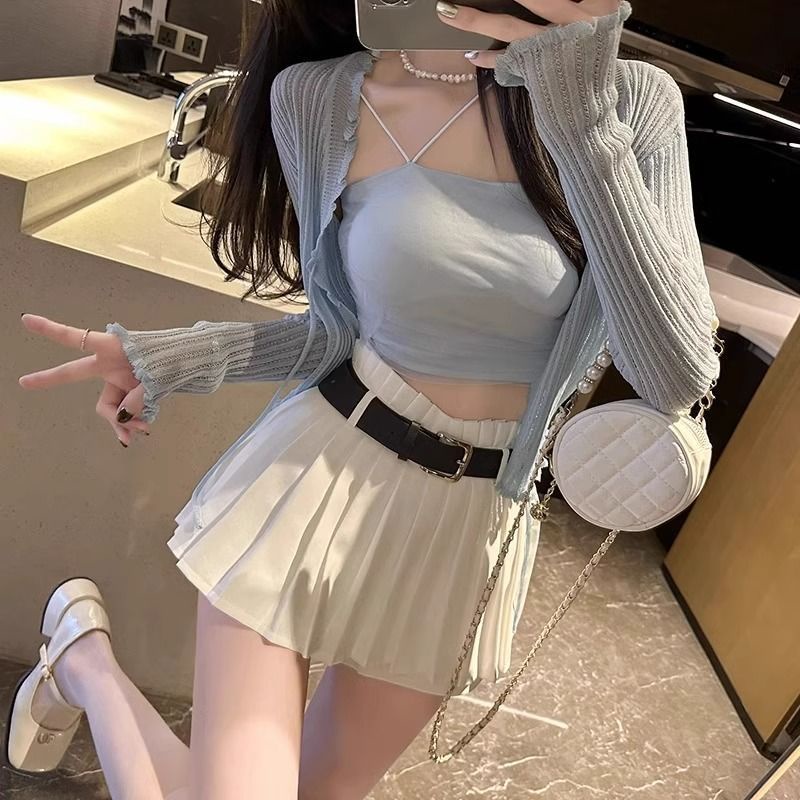 Chân Váy chiffon Chữ a Xếp Ly Lưng Cao Thời Trang Cho Nữ