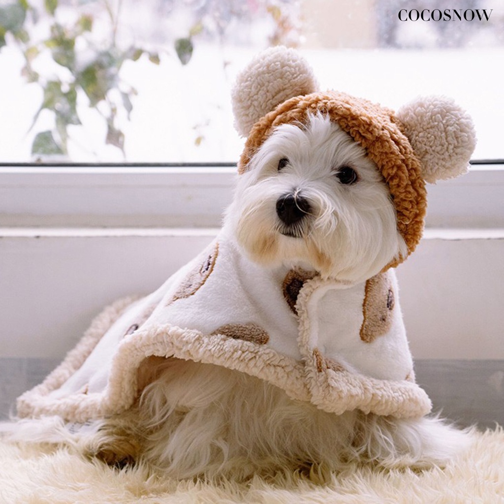 Áo Choàng Giữ Ấm Mềm Mại Họa Tiết Gấu Hoạt Hình Dành Cho Cún Cưng