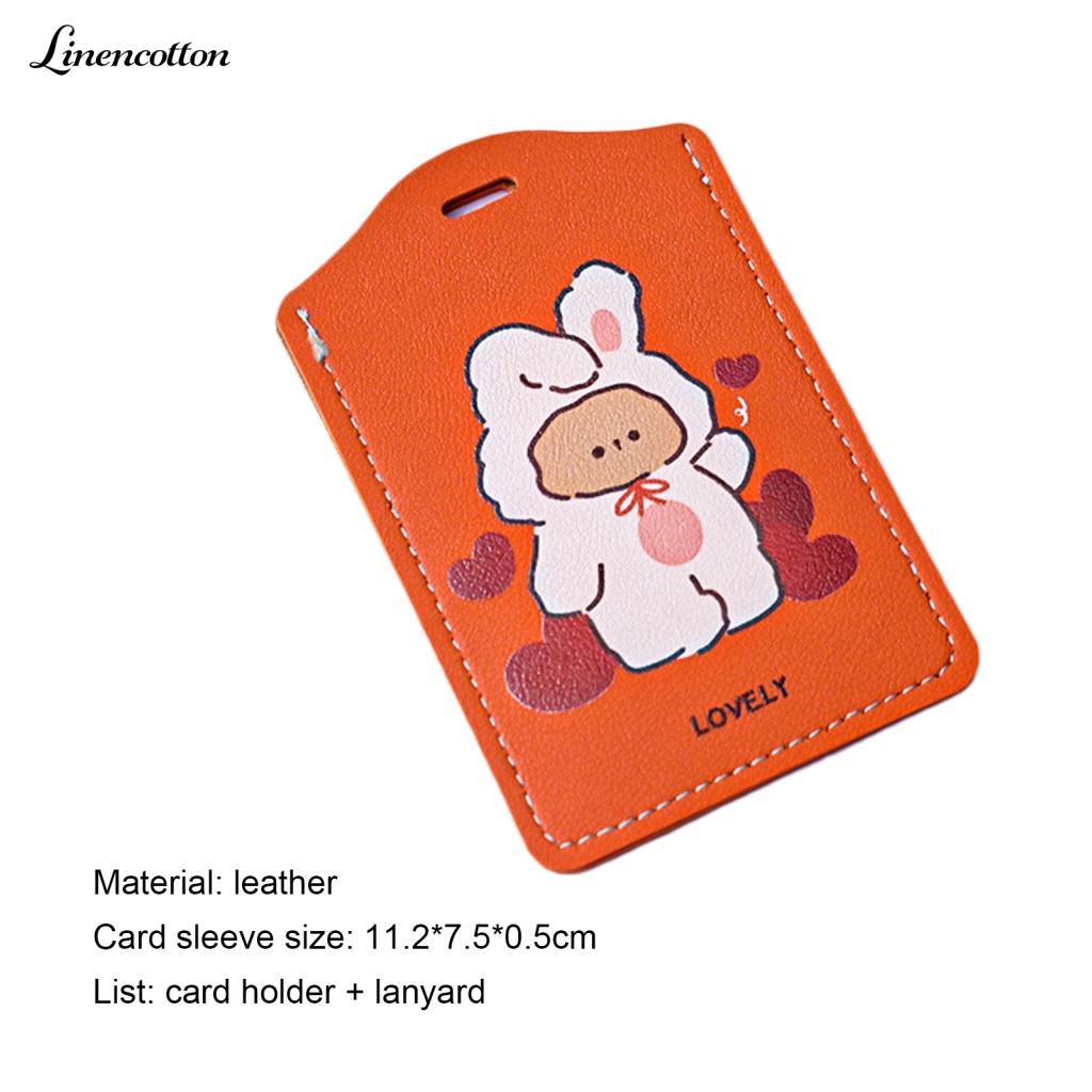 Túi Đựng Thẻ Xe Buýt Đa Năng Bằng Vải Lanh Cotton Thiết Kế Hoạt Hình Dễ Thương Có Dây Đeo Tiện Lợi Dành Cho Học Sinh