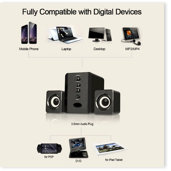 Loa Máy Tính mini Kaw D202 giá rẻ âm thanh sống động loa cho laptop, máy bàn PC