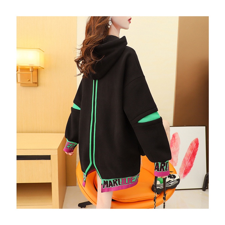 Áo hoodie Tay Dài Lót Lông Cừu Dày Dặn In Họa Tiết Thời Trang Thu Đông Kiểu Mới Cho Nữ