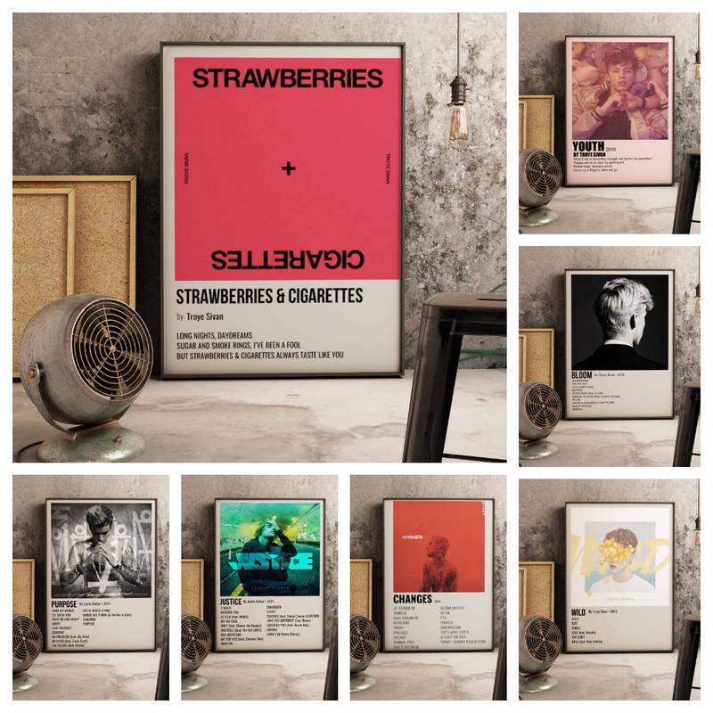Troye Sivan Justin Bieber album bìa nhạc treo tường nghệ thuật tranh canvas poster trang trí tường
