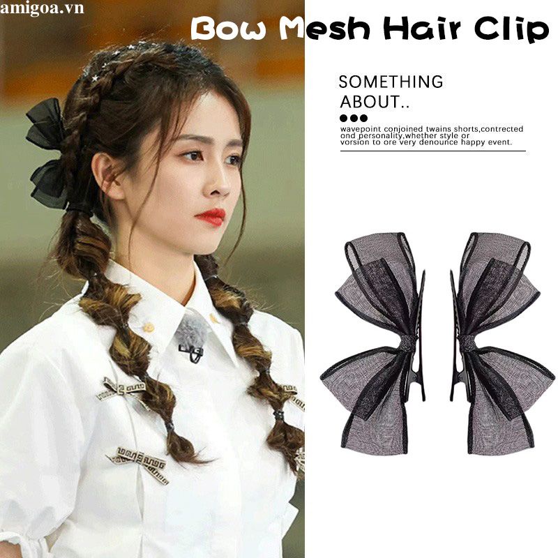 Kẹp Tóc Nơ Lưới Ba Chiều Phong Cách lolita Dành Cho Nữ