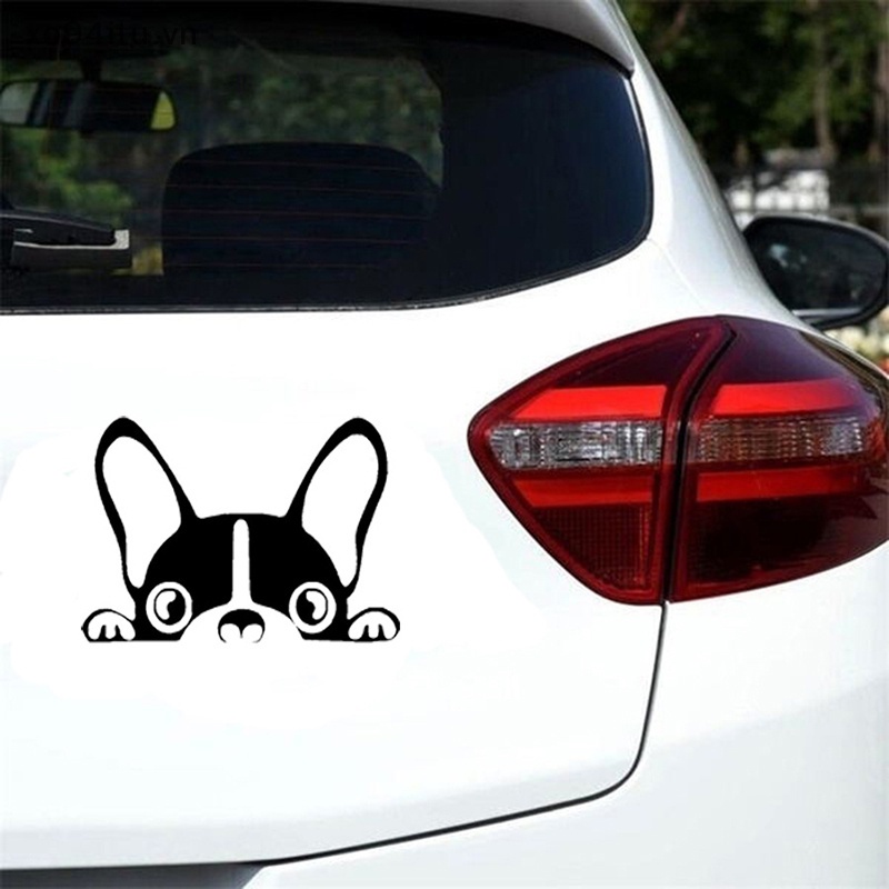 Xoitu Đề Can vinyl Dán Trang Trí Xe Hơi laptop Hình Chú Chó Bull Pháp Vui Nhộn vn