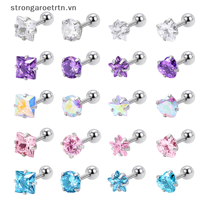 1 Đôi Khuyên Tai Đính Đá zircon Đơn Giản Bằng Thép Không Gỉ Thời Trang Dự Tiệc Cho Nữ