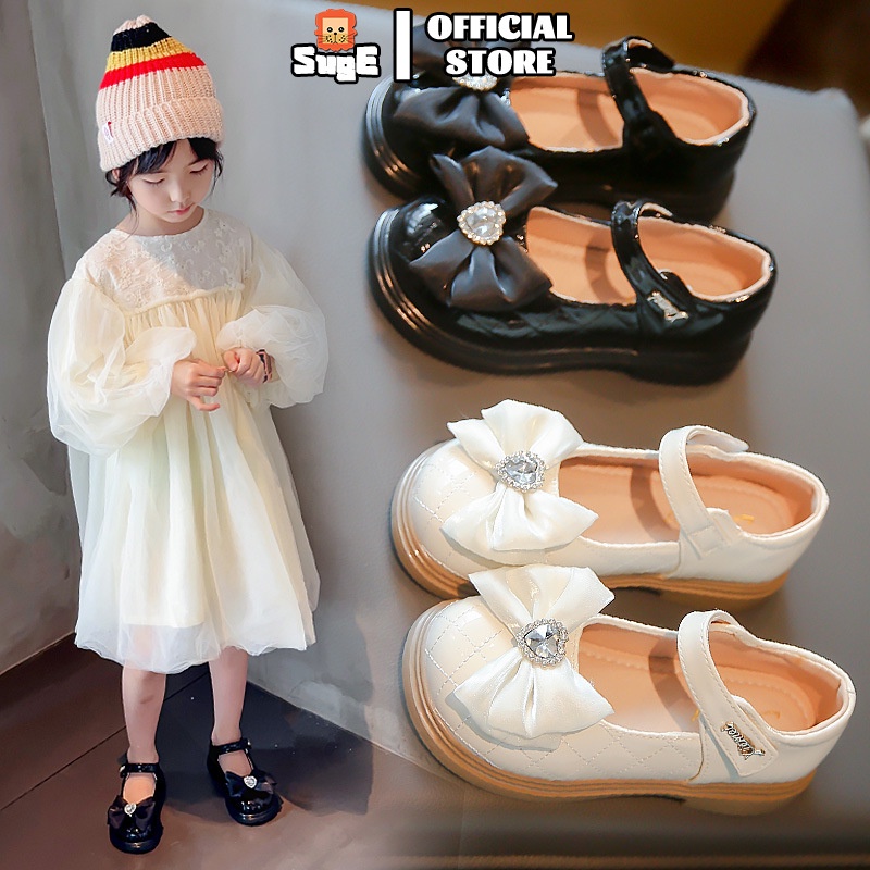 Suge Giày Búp Bê Da Đính Nơ Phong Cách Công Chúa Thời Trang Mùa Thu 2023 Cho Bé Gái