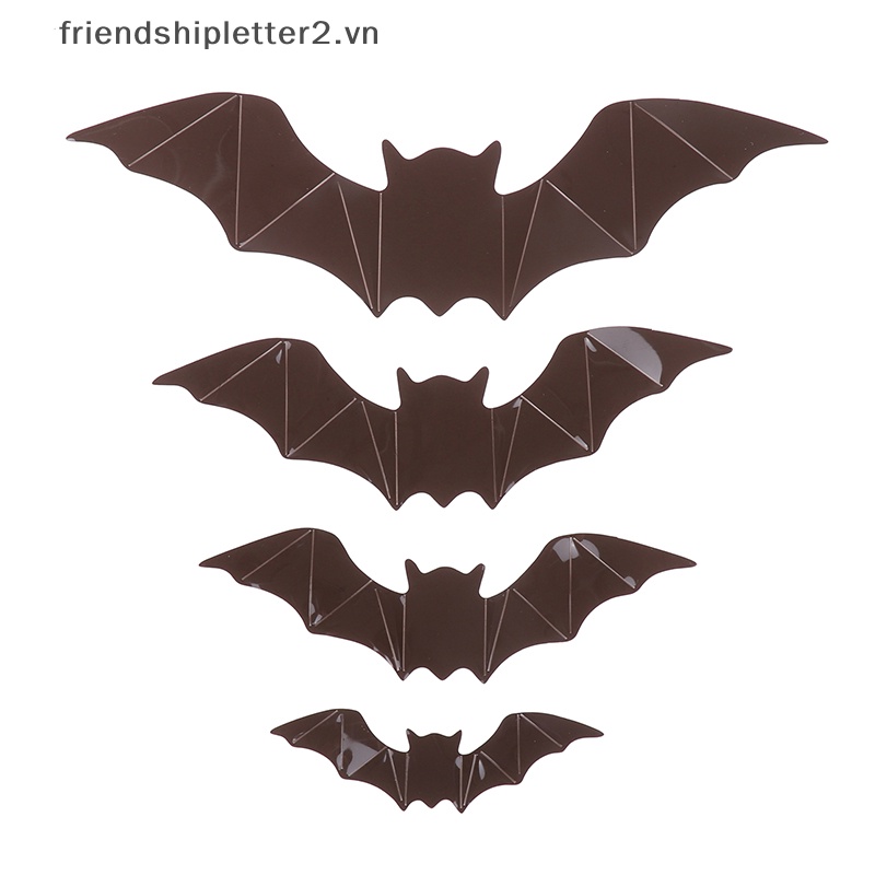 Set 16 Miếng Dán Tường Hình Dơi 3d Màu Đen Trang Trí halloween