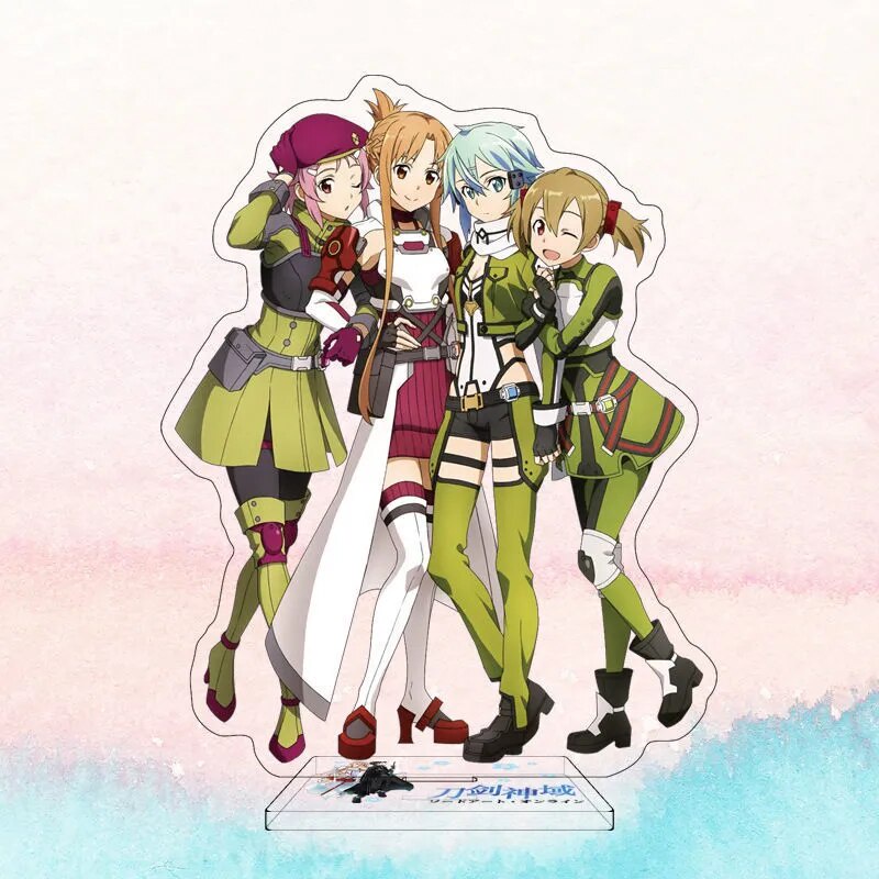 Mô hình Standee Sword Art Online Anime Yuuki Asuna Acrylic Kirigaya Kazuto Phụ kiện trang trí để bàn góc học tập