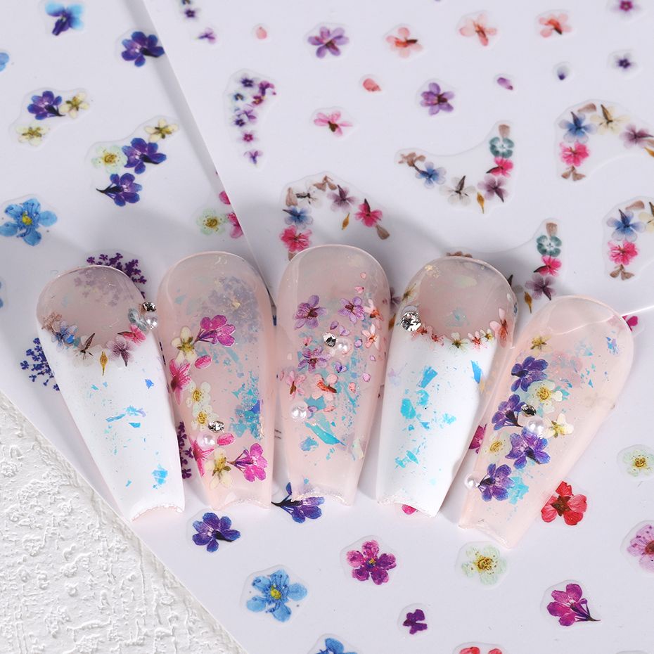 Miếng Dán Trang Trí Móng Tay Họa Tiết Hoa Đơn Giản Phong Cách Nhật Bản