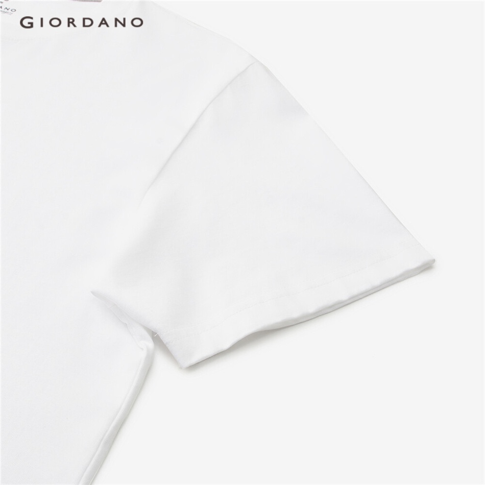 Áo thun nam GIORDANO cotton cổ tròn tay ngắn màu trơn 01023419