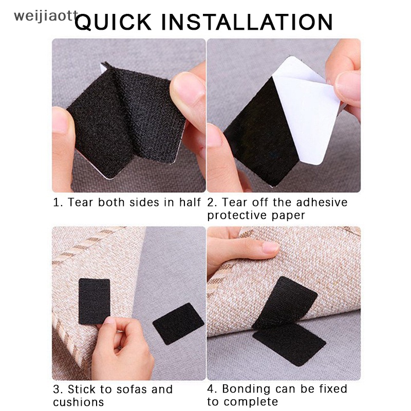 Weijiaott Bộ 5 Cặp Băng Keo Dán Thảm Xe Hơi Tự Dính Nhanh Chóng Chống Trượt vn
