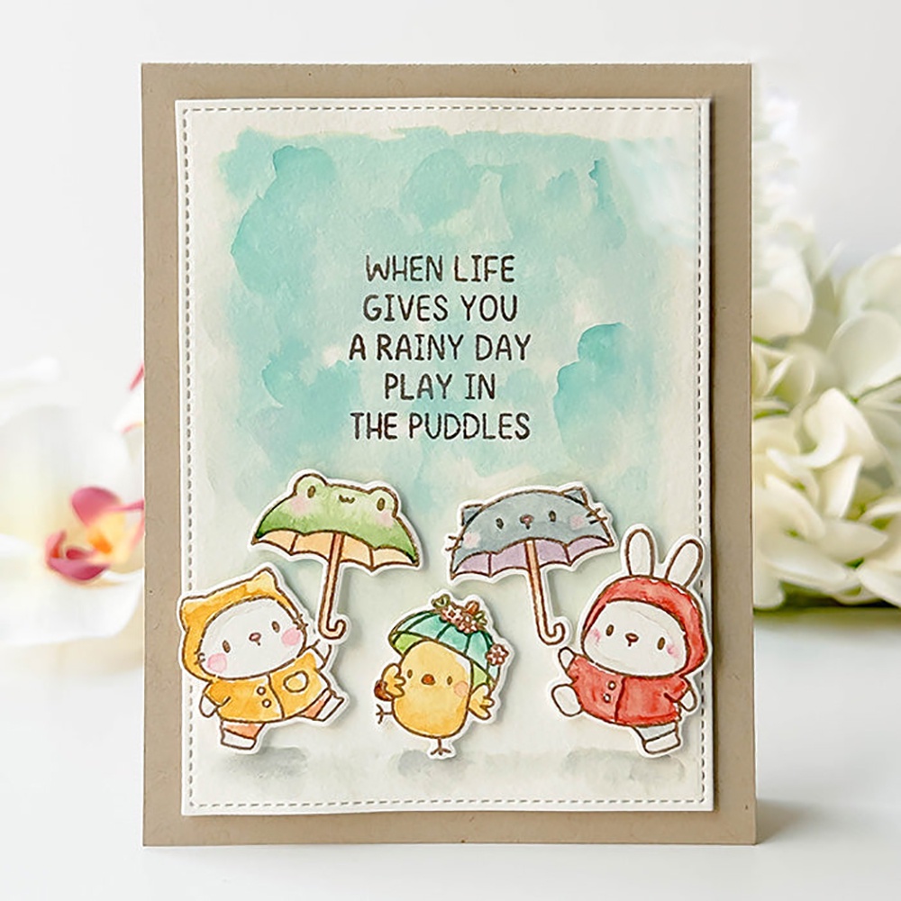 Dễ Thương Khuôn Cắt Giấy Kim Loại + Con Dấu silicone Hình Động Vật / Hoa / Chữ Tiếng Anh diy Thẻ