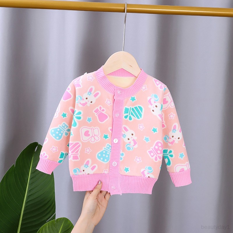 Áo Khoác Cardigan Dệt Kim In Hoạt Hình Dễ Thương Cho Bé