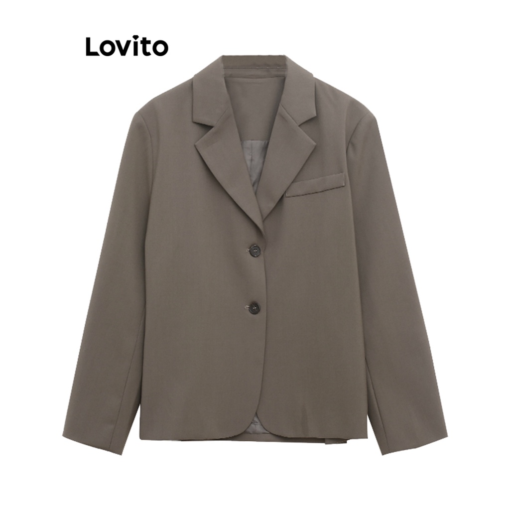 Lovito Áo khoác blazer có nút trơn thông thường dành cho nữ LNA29428
