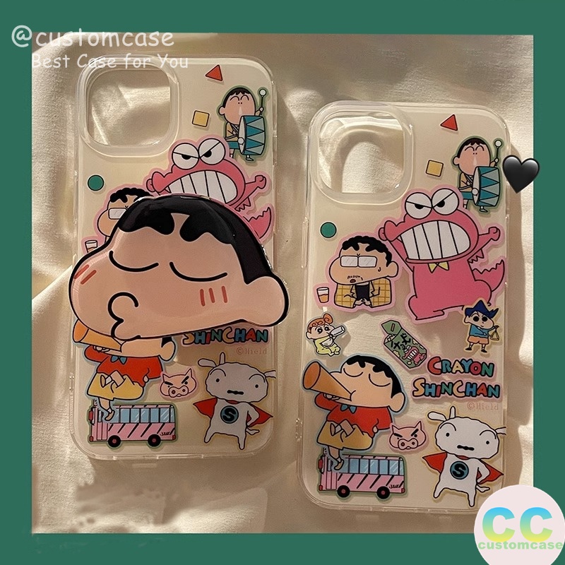 Thời Trang Ốp Điện Thoại tpu Mềm Trong Suốt Có Giá Đỡ Hình shin-chan Cho iphone xr 11 15 13 14 12 pro max 7 8 6 6s + se 2020 x xs max