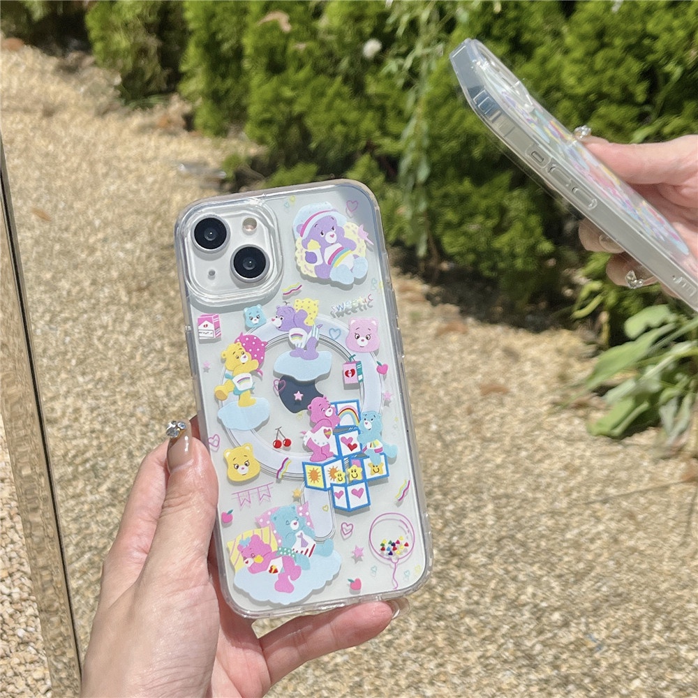 Ốp Điện Thoại Cứng Thân Thiện Với Môi Trường Hình Gấu Có Nam Châm Cho iphone 15 pro max 14 13 12 pro 11