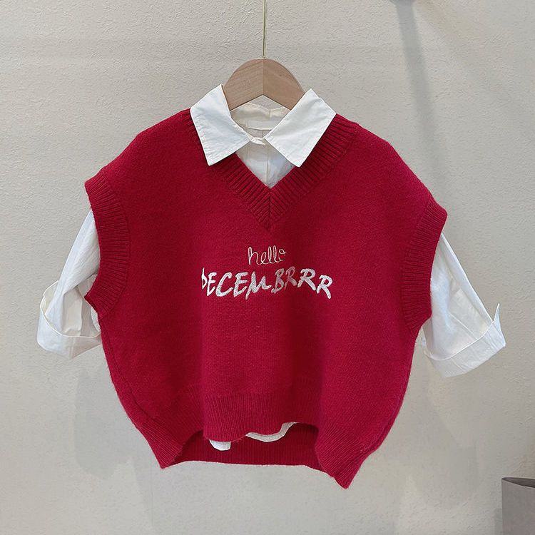 Áo Len Không Tay Phong Cách Hàn Quốc Cho Bé Từ 1-3 Tuổi