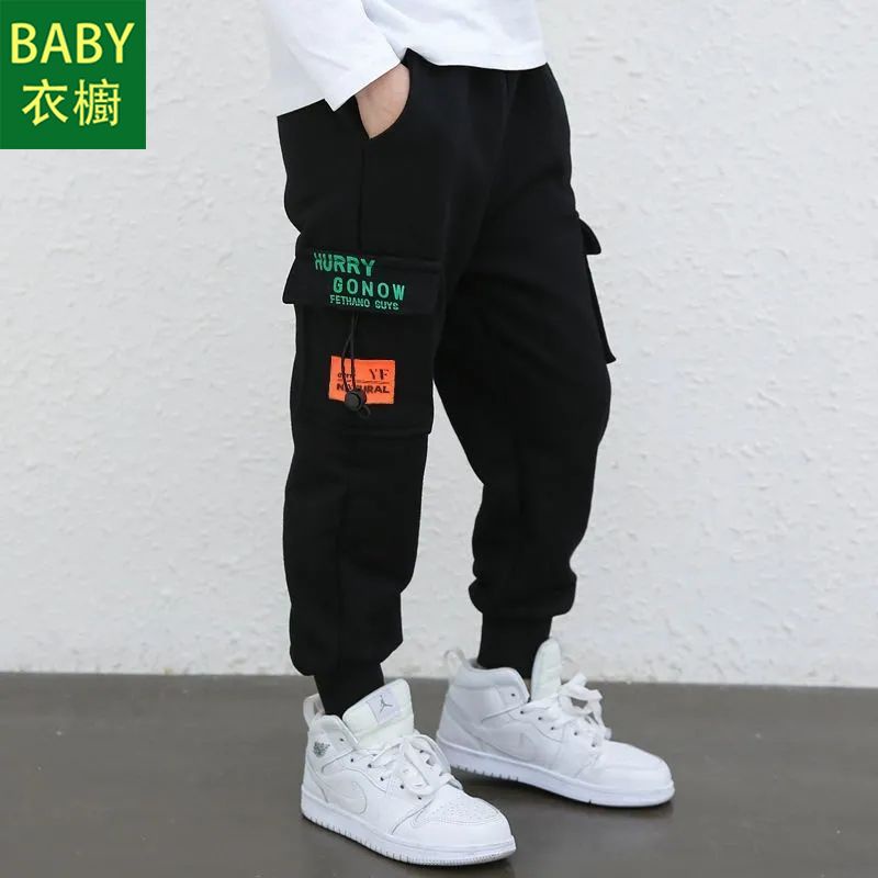 Quần Dài Vải cotton Lót Lông Cừu Dày Thời Trang Thu Đông Cho Bé Trai