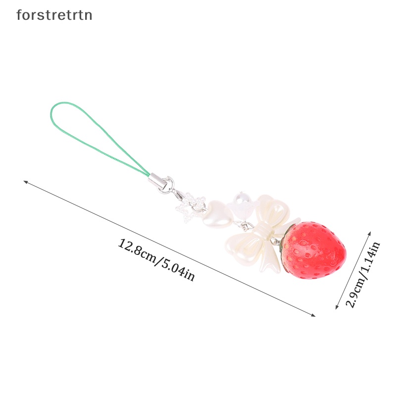 Dây Đeo Điện Thoại / Móc Khóa y2k Họa Tiết Dâu Tây / Nơ Dễ Thương