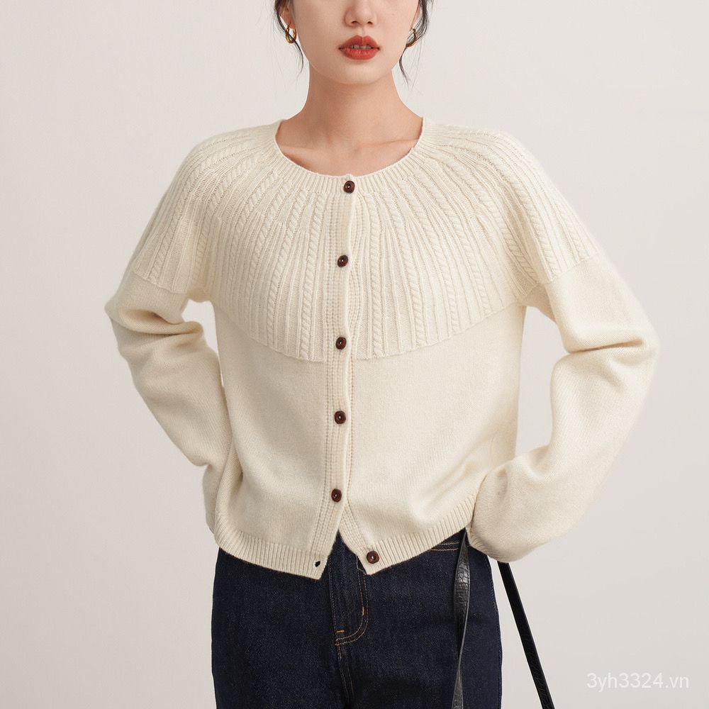 Áo cardigan Dệt Kim Tay Dài Dáng Rộng Phong Cách Thời Trang Pháp Dành Cho Nữ