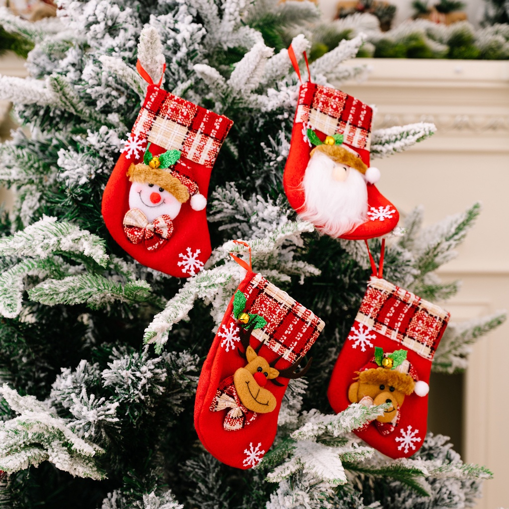 Sản Phẩm Trang Trí Giáng Sinh / Nhiều Kiểu - Túi Kẹo Hình Hươu Và Ông Già Noel & Người Tuyết Trang Trí Cây Thông Noel