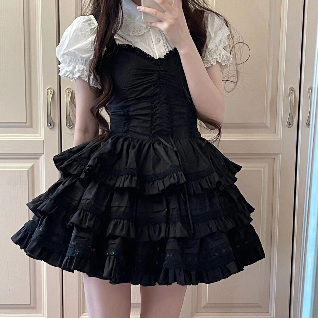 Áo Sơ Mi Ren + Váy Phồng Bèo Nhún