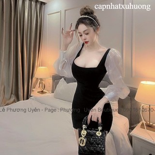 Đầm cổ vuông tay kiếng ôm body dáng ngắn cực sexy , chất thun bozip mềm mịn tv capnhatxuhuong
