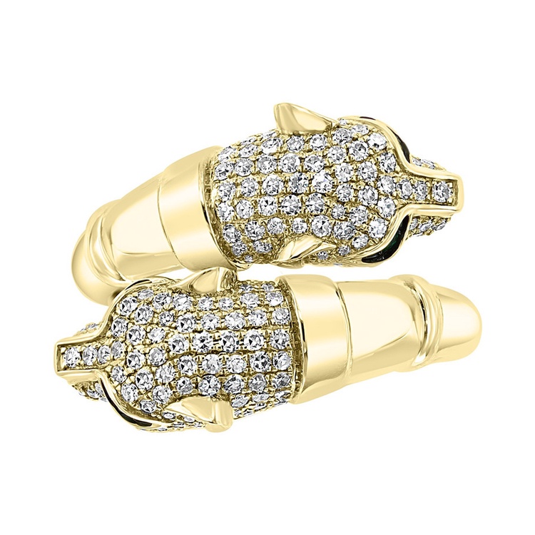 Megin Nhẫn Đính Đá zircon Màu Vàng Kim Họa Tiết Da Báo Đầu Quỷ Xanh Lá Sang Trọng Làm Quà Tặng Bạn Bè Thời Trang Cho Cặp Đôi