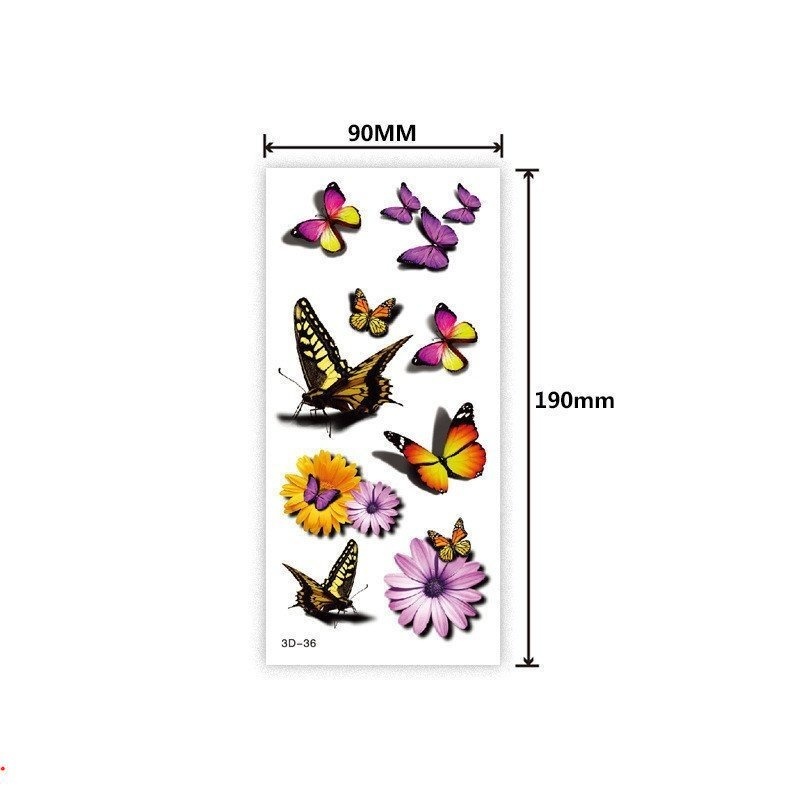 Hình Xăm Dán Chống Thấm Nước Hình Bướm Và Hoa Xinh Xắn