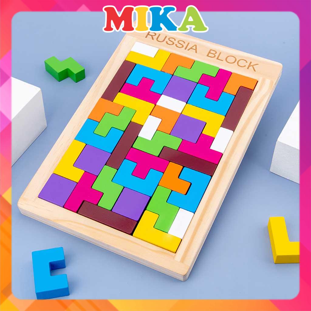 Đồ Chơi Xếp Hình 3D Thông Minh Cao Cấp Russia Block Tetris Xếp Gạch Gỗ Pitomio Montessori XH17
