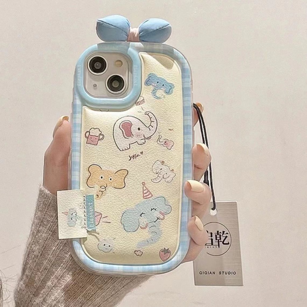 Bao Da Điện Thoại Chống Rơi Họa Tiết Chú Voi Dễ Thương Dành Cho Iphone 15 Pro Max 14 13 / 12 11 15 Pro 14 Pro Ốp