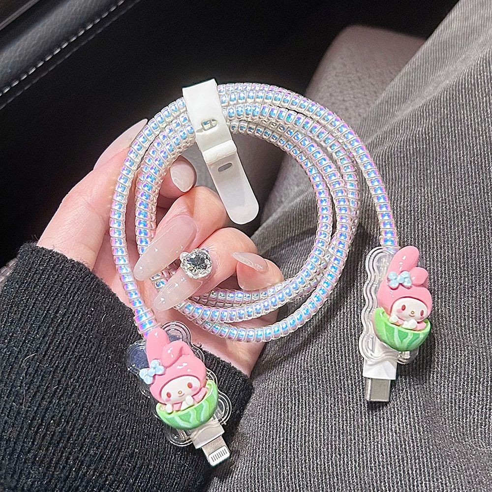 SANRIO Hoạt Hình Vỏ Bọc Bảo Vệ Dây Cáp Sạc 18 / 20w iphone Bằng Silicon Hình hello kitty Dễ Thương