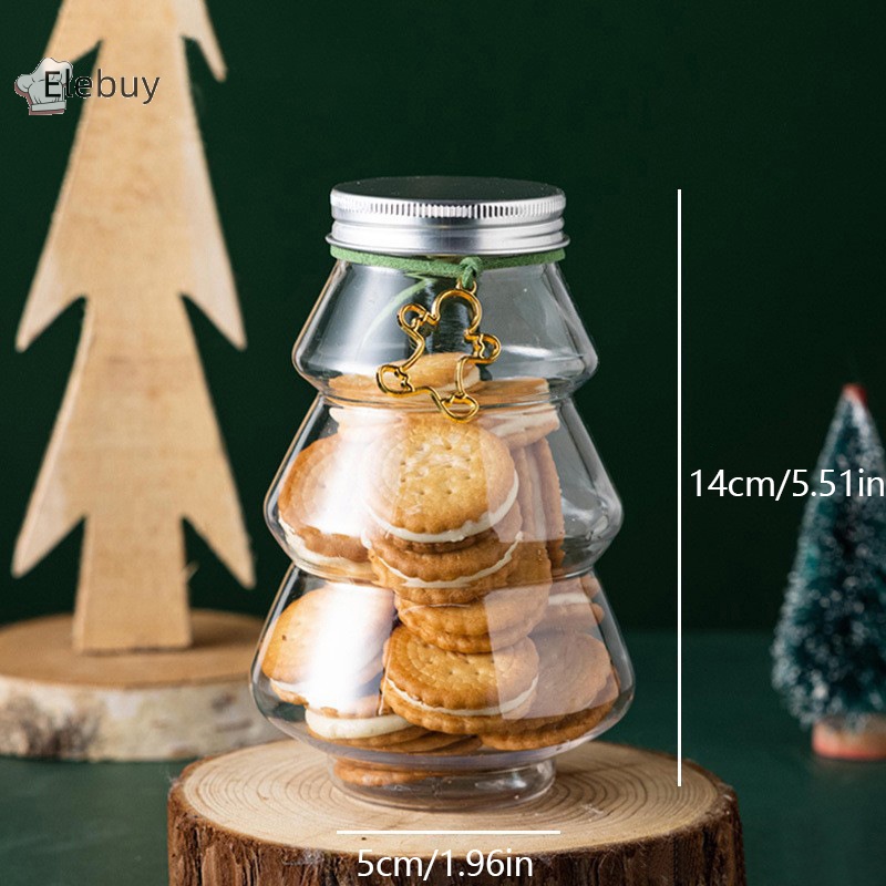 Hộp Đựng Bánh Kẹo 500ml diy Hình Cây Thông Giáng Sinh Dễ Thương